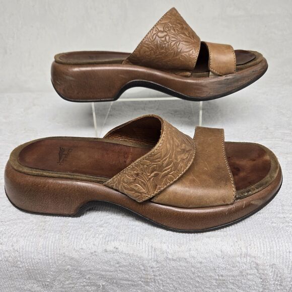 Dansko Brown Leather Chunky Sandals 40 Y2K Boho Cottage Fairycore Coachella 00s - Picture 5 of 9